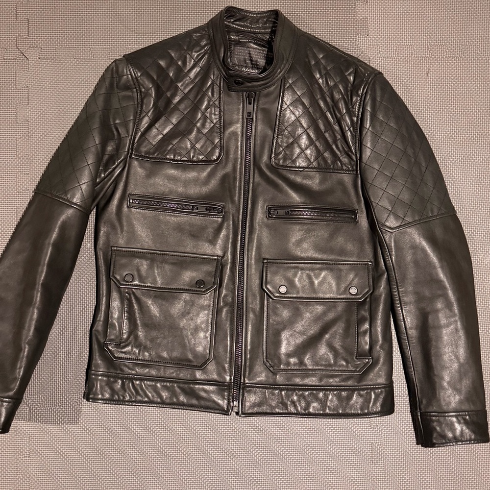 Andrew Marc Quilted Black Leather Jacket